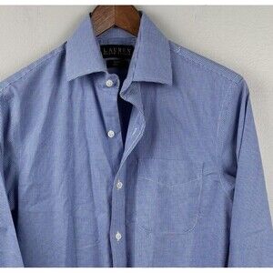 Lauren Ralph Lauren Dress Shirt Men’s 14 1/2 - 32/33. Slim Cotton Blue Minicheck